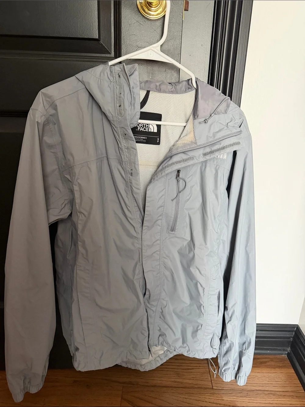 The North Face Men’s Light Gray Hooded Raincoat